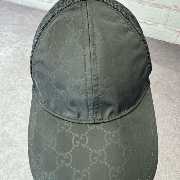 Gucci Black Gg Mesh Baseball Cap Hat Small - Picture 8 of 16